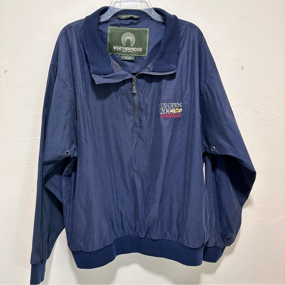 VTG 2000 US Open Golf 1/4 zip Weatherproof jacket CBS Sports navy long sleeve XL